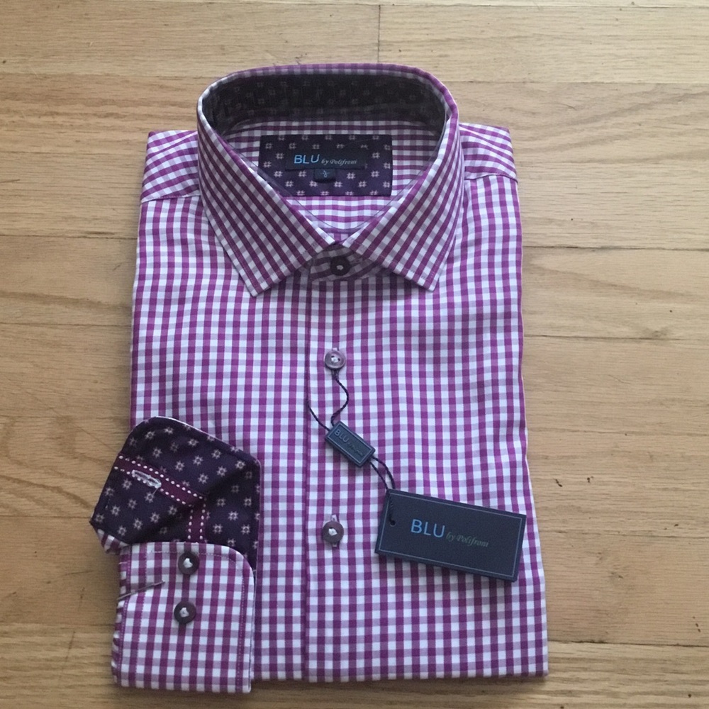 Men’s Large Purple Gingham Dress Shirt